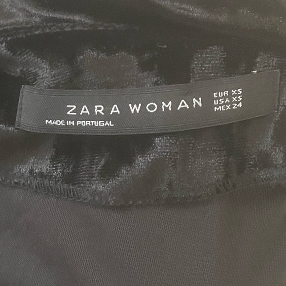 Zara Black Velvet Wrap Blouse With Tassel Ties - Picture 7 of 9